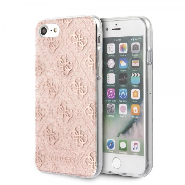 Guess iPhone 7/8/SE Skal Glitter Cover Peony Rosa