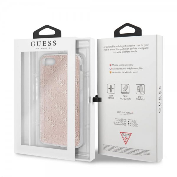 Guess iPhone 7/8/SE Skal Glitter Cover Peony Rosa
