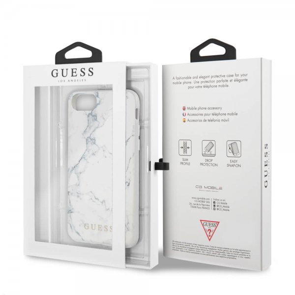 Guess iPhone 7/8/SE Skal Marble Cover Vit