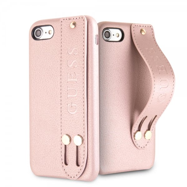 Guess iPhone 7/8/SE Skal Saffiano Strap Case Roseguld