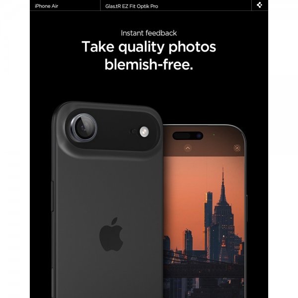 Spigen iPhone Air Kameraskydd GLAS.tR EZ Fit Optik Pro 2-pack Grå