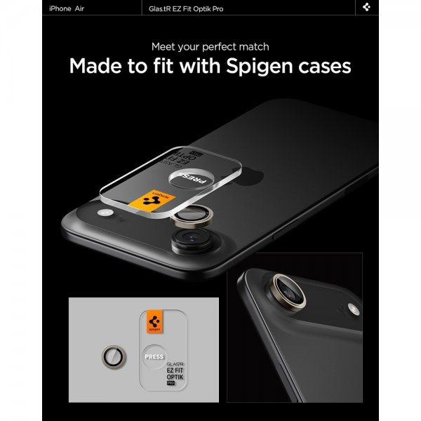 Spigen iPhone Air Kameraskydd GLAS.tR EZ Fit Optik Pro 2-pack Guld