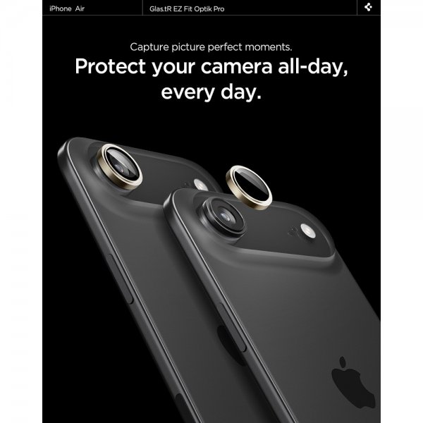 Spigen iPhone Air Kameraskydd GLAS.tR EZ Fit Optik Pro 2-pack Guld