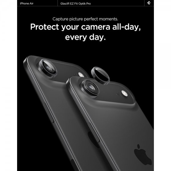 Spigen iPhone Air Kameraskydd GLAS.tR EZ Fit Optik Pro 2-pack Svart