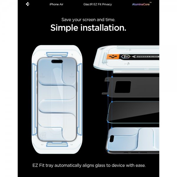 Spigen iPhone Air Skärmskydd GLAS.tR EZ Fit Privacy 2-pack
