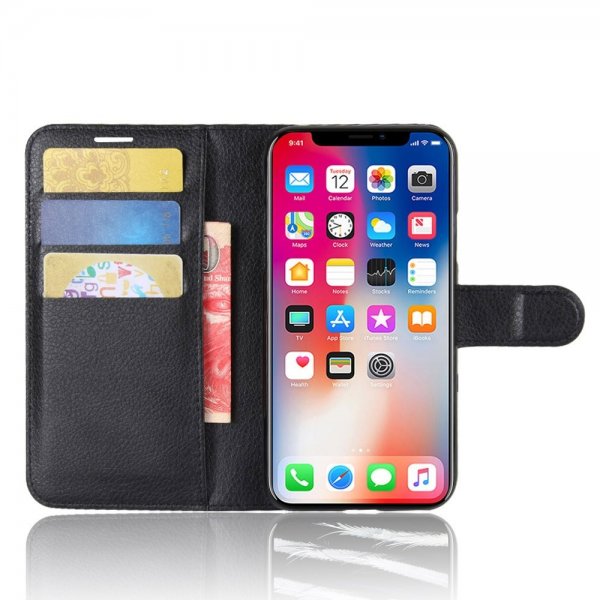 iPhone X/Xs Fodral Litchi Svart