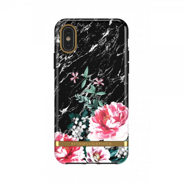 Richmond & Finch iPhone X/Xs Skal Black Marble Floral