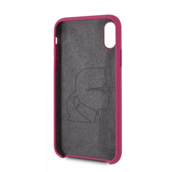 Karl Lagerfeld iPhone X/Xs Skal Silikon Lagerfeld Guld Logo Magenta
