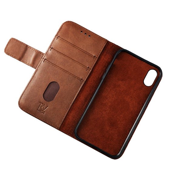 Rvelon iPhone X/iPhone Xs Fodral Äkta Läder Brun