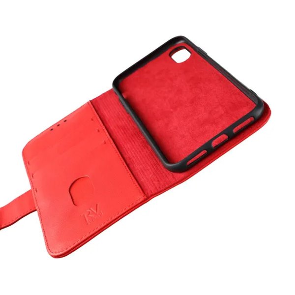 Rvelon iPhone X/iPhone Xs Fodral Äkta Läder Röd