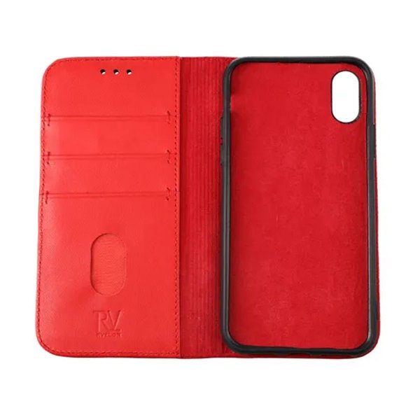 Rvelon iPhone X/iPhone Xs Fodral Äkta Läder Röd