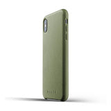 Mujjo iPhone Xs Max Skal Full Leather Case Olive Green