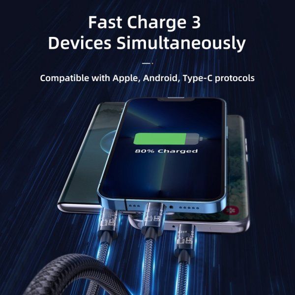 Joyroom Kabel 3-in-1 Fast Charging Cable 1.2m Svart
