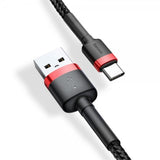 Baseus Kabel Cafule Cable USB-A/USB-C 3m Röd Svart