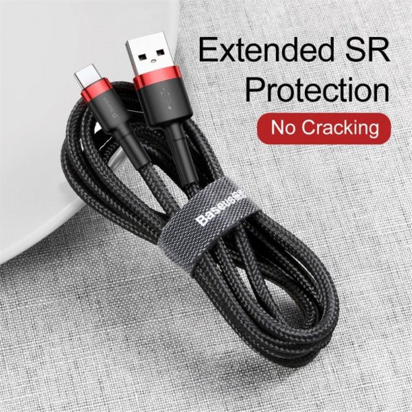 Baseus Kabel Cafule Cable USB-A/USB-C 3m Röd Svart