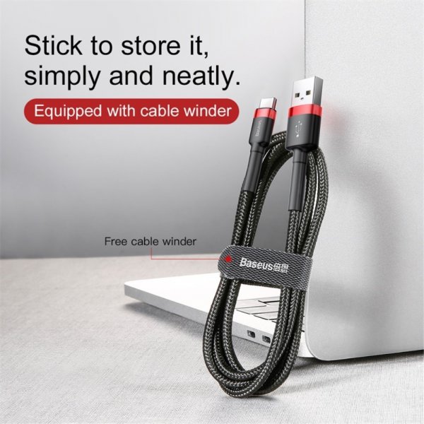 Baseus Kabel Cafule Cable USB-A/USB-C 3m Röd Svart