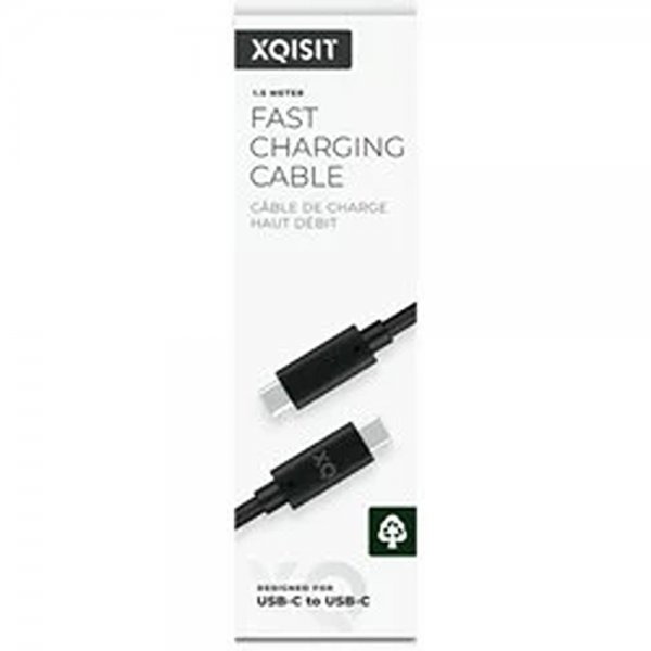 Xqisit Kabel Charge & Sync USB-C till USB-C 1m Svart