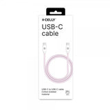 Celly Kabel Cotton Braided USB-C till USB-C 1.5m Rosa