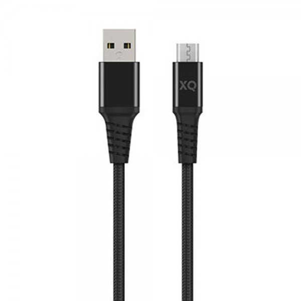 Xqisit Kabel Flätad USB-A till Micro-USB 2m Svart
