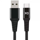 Xqisit Kabel Flätad USB-A till USB-C 2m Svart