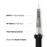 Nomad Kabel Kevlar USB-C 3m Carbide