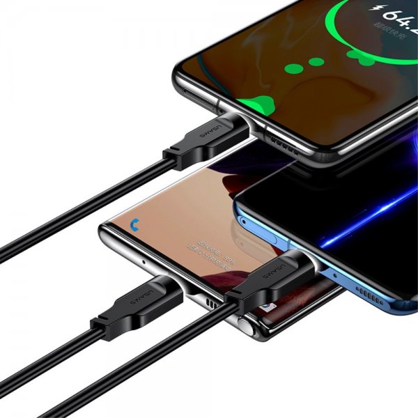 USAMS Kabel Lithe Series USB-C/USB-C 1.2 m Svart