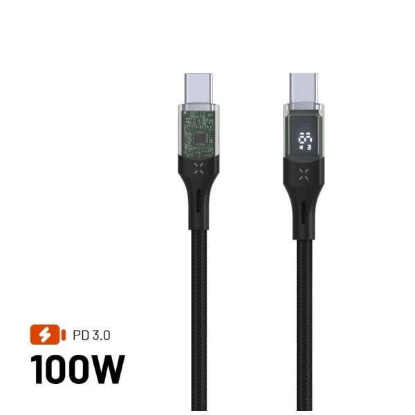 Fixed Kabel med Display USB-C/USB-C 100W 1.2m