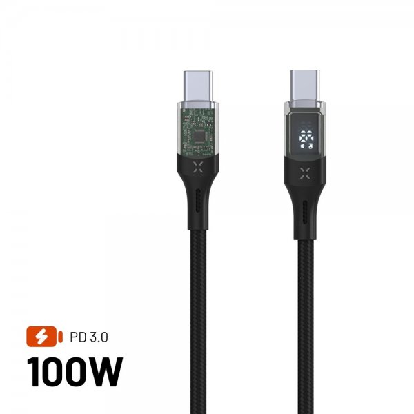 Fixed Kabel med Display USB-C/USB-C 100W 2m