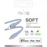 Puro Kabel Soft Charge & Sync Cable USB-C/Lightning 1.5m Ljusblå