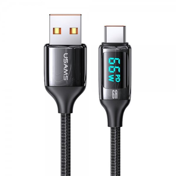 USAMS Kabel U78 Display USB-A/USB-C 1.2 m Svart