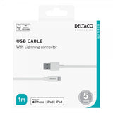 Deltaco Kabel USB-A Cable with Lightning Connector 1m Vit