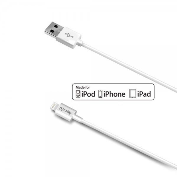Celly Kabel USB-A till Lightning 2m Vit