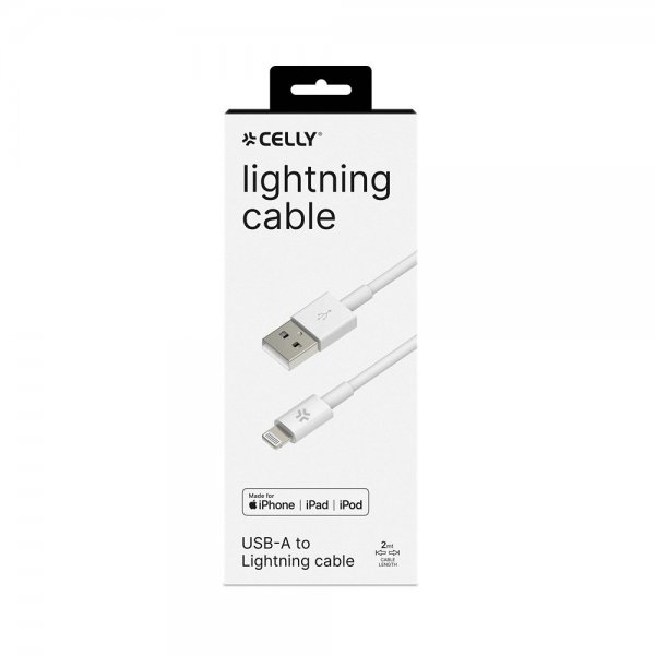 Celly Kabel USB-A till Lightning 2m Vit