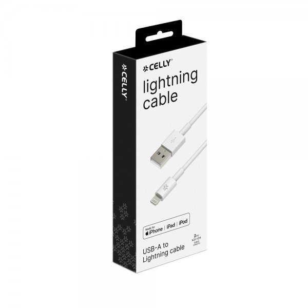 Celly Kabel USB-A till Lightning 2m Vit