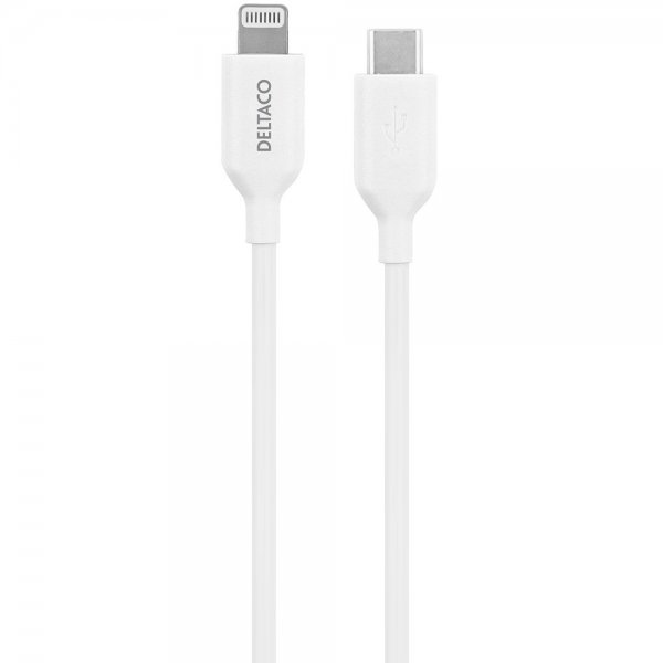 Deltaco Kabel USB-C Cable with Lightning Connector 1m Vit