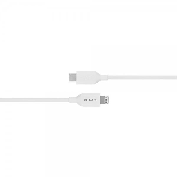 Deltaco Kabel USB-C Cable with Lightning Connector 1m Vit