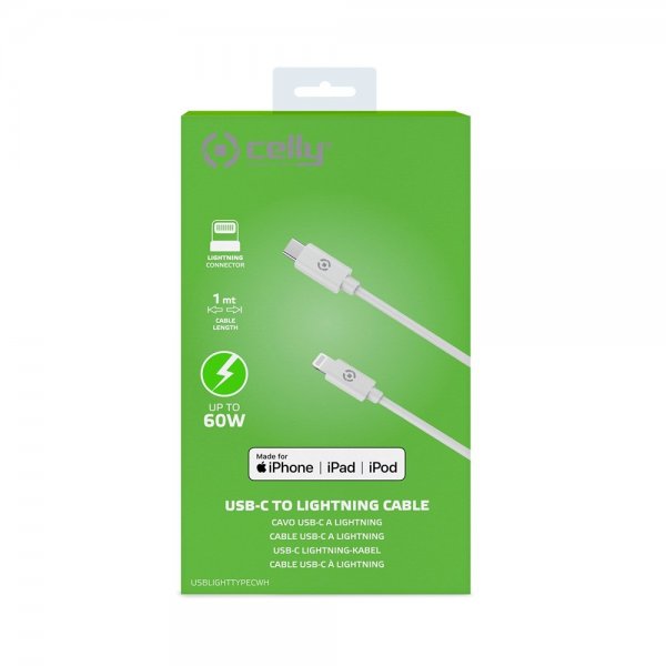 Celly Kabel USB-C till Lightning 1M Vit