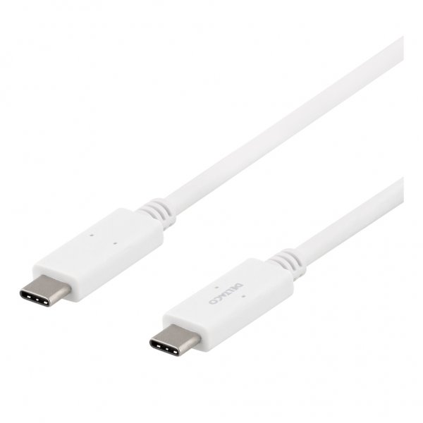 Deltaco Kabel USB-C till USB-C 1 meter Vit
