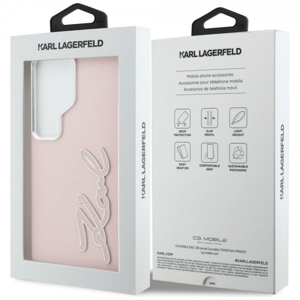 Karl Lagerfeld Samsung Galaxy S26 Ultra Skal Metal Logo Grained Rosa