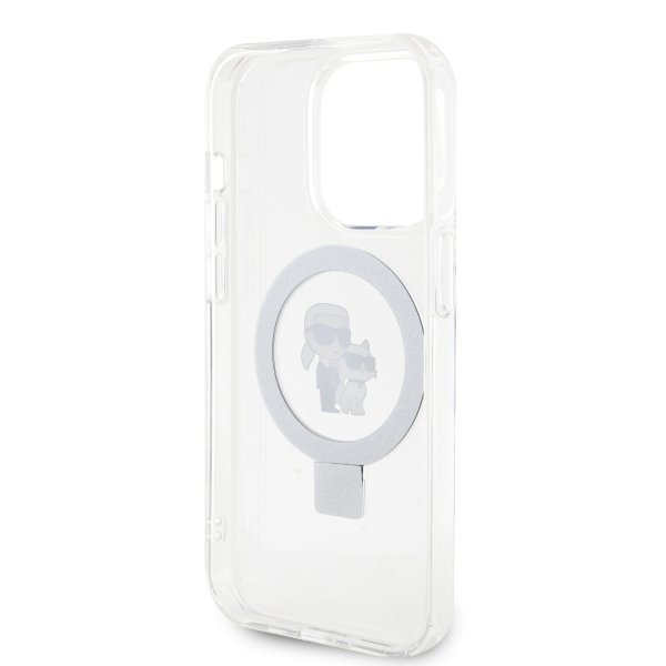 Karl Lagerfeld iPhone 15 Skal Ring Stand MagSafe Vit