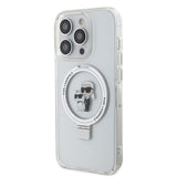Karl Lagerfeld iPhone 15 Skal Ring Stand MagSafe Vit