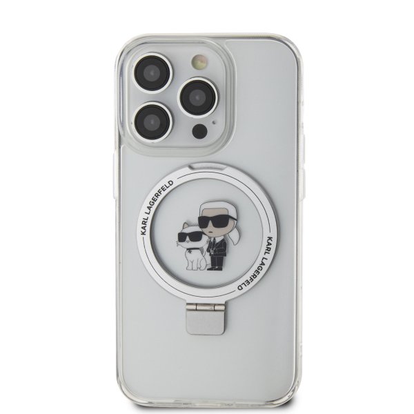 Karl Lagerfeld iPhone 15 Skal Ring Stand MagSafe Vit