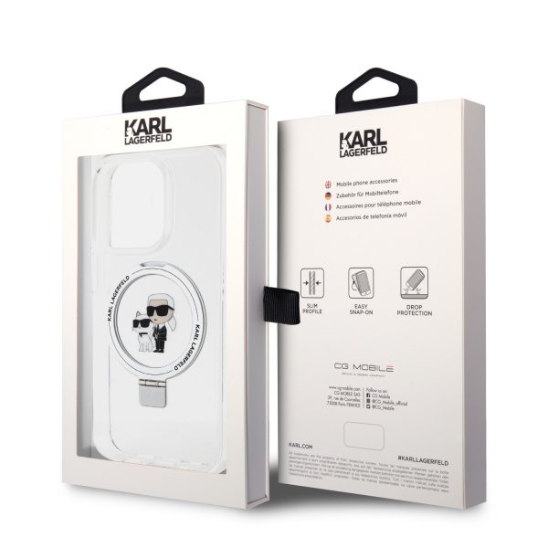 Karl Lagerfeld iPhone 15 Skal Ring Stand MagSafe Vit
