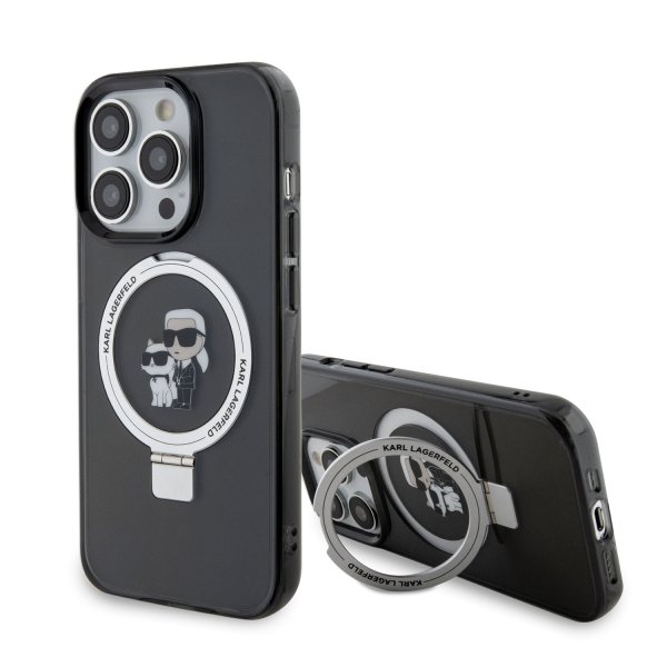 Karl Lagerfeld iPhone 15 Skal Ring Stand MagSafe Svart