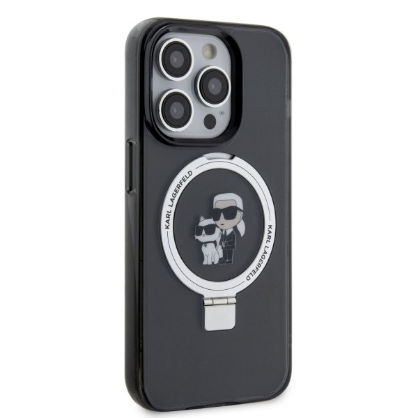 Karl Lagerfeld iPhone 15 Skal Ring Stand MagSafe Svart