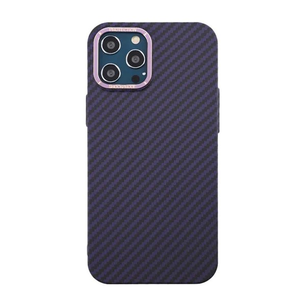 iPhone 12 Pro Max Skal Kolfibermönster Lila