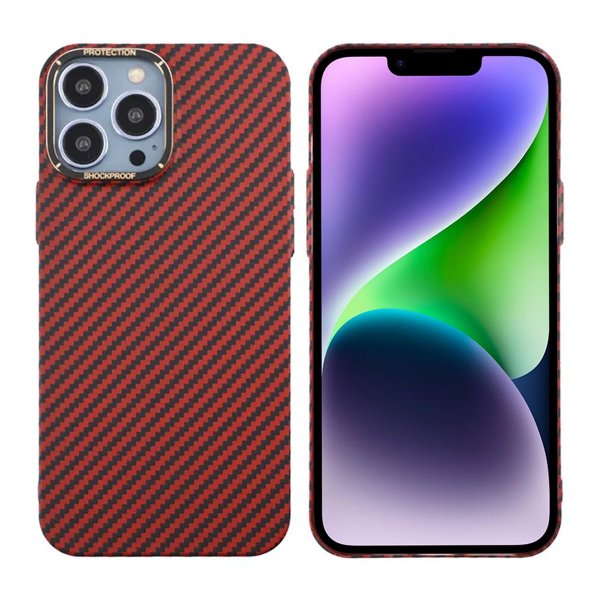 iPhone 13 Pro Max Skal Kolfibermönster Röd