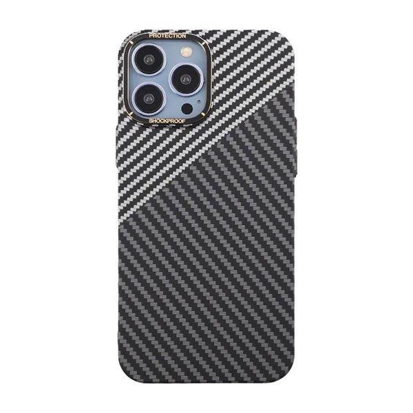 iPhone 13 Pro Max Skal Kolfibermönster Svart Vit