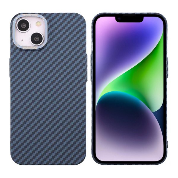 iPhone 14 Skal Kolfibermönster Blå