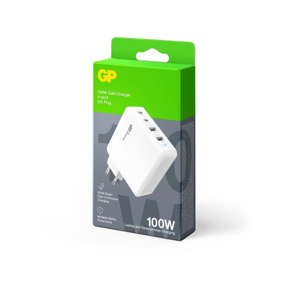 GP Laddare 100W GaN 2xUSB-C + 2xUSB-A